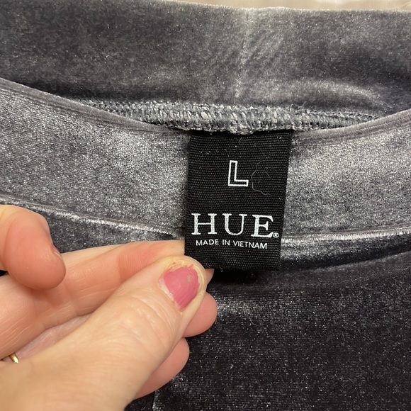 Velvet stretchy Hue leggings, Never worn. Slate grey color - Picture 3 of 3